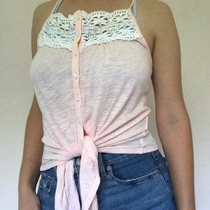 abercrombie button-up pink tank top